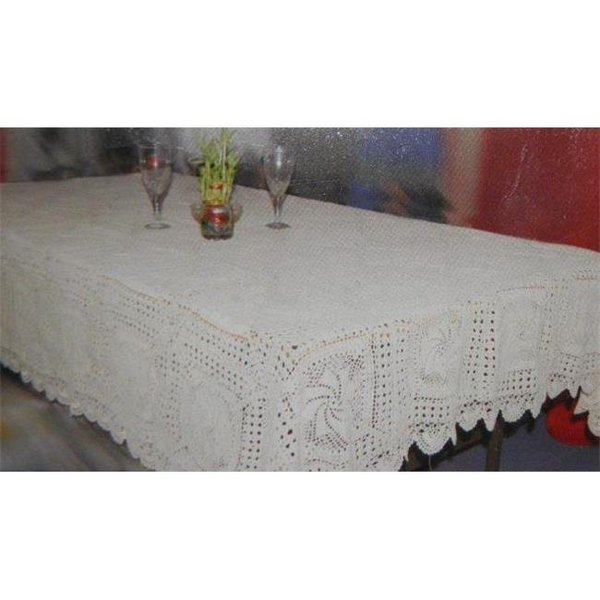 Tapestry Trading Tapestry Trading GL-29I6090 60 x 90 in. Handmade Indian Crochet Table Cloth; Ivory GL-29I6090